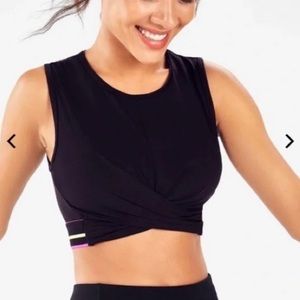 Fabletics PowerTouch Light Front Twist Tank in BLACK MULTI